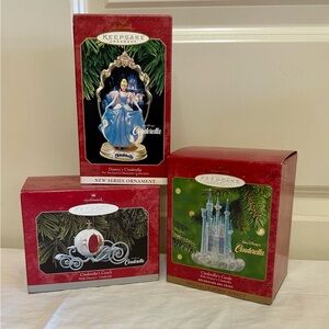 Hallmark Keepsake Disney’s Cinderella Ornaments Set of 3 Castle Coach Princess